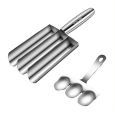 Couselect 304不鏽鋼肉丸製作器 送刮鏟 三聯款,輕鬆製作,安全耐用, 1個, 銀色