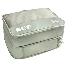 Botta Design Viita 韓系質感 出國旅遊雙層網格衣物分裝擴容壓縮袋 M33 x 23 x 20cm+ L40 x 30 x 20cm 霧灰