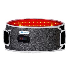 Smart Bearing 智慧魔力 至尊款充電式紅光熱敷震動按摩護腰帶 無線彈力鬆緊帶, 灰色
