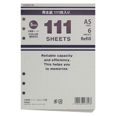 Raymay 藤井 方眼格內頁 A5 6孔 5mm方格 再生紙, 111張, 1包
