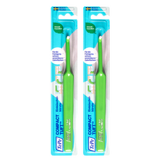 TePe 緹碧 Compact Tuft 單頭刷, 小巧彎曲刷頭 760根柔軟刷毛 防滑握柄 萬用刷 小型犬貓適用, 1入, 2支