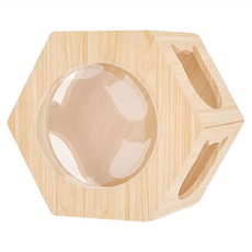 牆掛式六角貓窩, 原木色, 1個