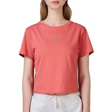 KZM OUTDOOR kzm logo短版上衣 女款短袖上衣 舒適透氣展現時尚感, S, 珊瑚橘