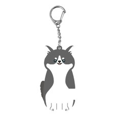 CCHING 青青文具 簡單生活 造型手機架鑰匙圈 75 x 40 x 4mm, 1個, 哈士奇 黑色 + 白色