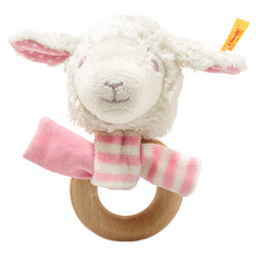 Steiff 金耳釦泰迪熊 嬰幼兒玩具 安全無毒 促進感官發展, Liena lamb grip toy with rattle 棉羊, 1個