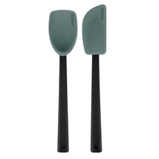 Bebelock Poner Platinum系列 矽膠廚具 2件組, 料理匙+刮刀, 藍灰色, 1組