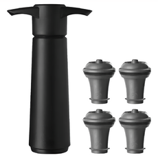 Vacu Vin 葡萄酒抽真空器套裝，含真空器 x 1 + 瓶塞 x 4, 黑色, 1組