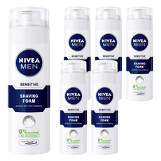 NIVEA 妮維雅 MEN 男士極淨刮鬍泡 減少刺激不適 豐富柔細泡沫 刮鬍更舒適 無酒精溫和配方, 200ml, 6瓶