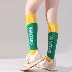 PORA BELLA 女款彩色拼接運動壓力襪 WINTERS, 黃色、綠色, Free Size