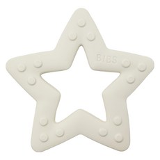 BIBS Baby Bitie 固齒器，粉嫩色愛心和星星設計，柔軟材質，按摩牙床, 單件, 星星象牙白, 1個
