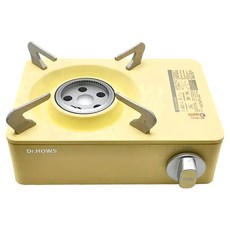 Dr.HOWS 馬卡龍迷你卡式爐, 防風內圈設計, 兒童安全鎖, 二段式瓦斯罐填裝, 26 x 25 x 12cm, 檸檬黃, 1個