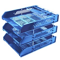 LONG HO 龍和文具 DR 423-B 公文架 HPS塑料材質, 藍色, 3層