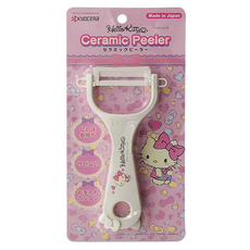 KyOCERa 京瓷 日本境內版 日本製 京瓷抗菌 凱蒂貓Kitty陶瓷削皮器去皮器 KT10-WH 14.5 x 8.1 x 1.8cm, 純白色, 1個