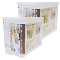 inomata 透明附柄收納箱 日本產 約9.5L, 32 x 18.7 x 23.3cm, 透明, 2個