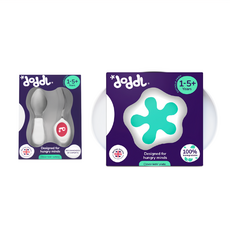 doddL 秒拾餐具 人體工學 兒童學習餐具2件組, 草莓紅, 1組, 餐具*2+飛碟餐盤