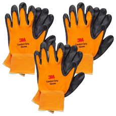 3M 亮彩舒適型止滑耐磨手套, 橘, 3雙