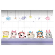 半島良品 炫染廚房防油貼磁磚貼 貓和海洋, 1個