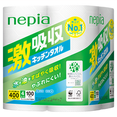nepia 王子 激吸收廚房紙巾 每卷400抽, 4捲, 1袋