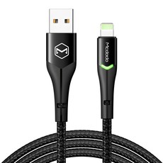 Mcdodo 麥多多 榮光光飛LED線 iPhone, 1.2m, 黑色, 1條