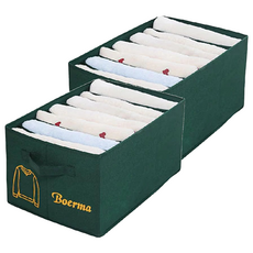 手提衣褲收納 7格 大毛衣, 綠色, 2個