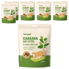 Tamsaa木薯貓砂,3.2kg,無香,6包 - 天然環保,低粉塵,貓咪舒適首選
