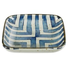 TOKYO DESIGN STUDIO 方形瓷製醬料碟 9cm, 1個, 復古藍線