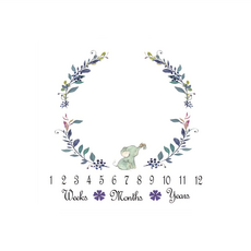 寶寶成長背景布 100 x 100cm, 小象 白色, 1個