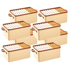 小麥購物 日式布藝收納盒 25L, 米色, 8個