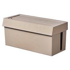 日式復古格調大容量電線收納盒 淺棕色 桌面收納, 1個