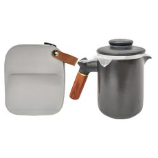 輕便旅行茶具組 黑色陶瓷實木套裝 附收納包, 黑色, 1組