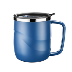 PUSH! 餐具廚房用品 304不銹鋼馬克杯辦公室杯子防燙咖啡杯保溫水杯, 藍色, 1個