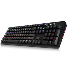 ABKO 可熱插拔側面RGB背光雙色注塑電競機械式有線標準型鍵盤, K515, 黑色, 機械式