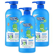 Formal Bee KiDS 3合1 嬰幼兒洗髮精+潤髮乳+沐浴乳, 1L, 3瓶