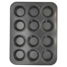 TRIARROW 三箭牌 一口十二連杯小烤盤, 6812NS, 24.4x18.3x1.9cm, 鋼材+矽利康不沾塗層, 244 x 185 x 21mm, 1個