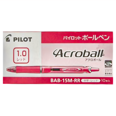 PILOT 百樂 Acroball 輕油筆, 1.0mm, 紅色, 10支入, 1盒