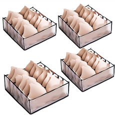 BangJiaShi 幫家適 衣物收納袋 6格, 黑色, 4個