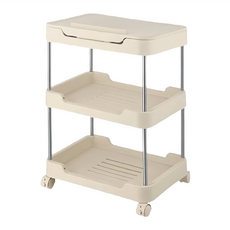 KOUJI叩吉好物 閱讀架置物車 3層 S02, 奶油黃色