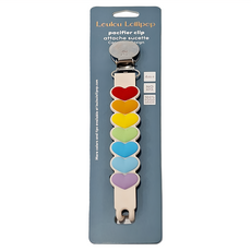 Loulou Lollipop 固齒器矽膠奶嘴鍊 彩虹小愛心 食用級矽膠, 4個月以上, 1條