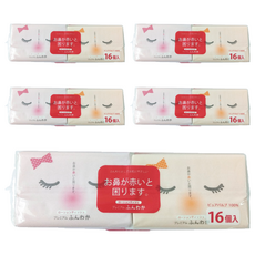 日本DAIREI 紅鼻掰掰超柔保濕面紙 敏弱肌、過敏鼻、孩童脆弱肌膚適用, 16包, 5袋