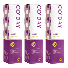 CO'DAY 好日籽 100%鮮榨頂級黑麻油, 低溫壓榨 保留醇厚香氣 適合冬季養生進補, 500ml, 3瓶