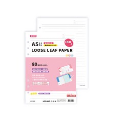 連勤 A5六孔活頁紙 橫線內頁 80磅道林紙 100入, A5, 100張, 1組