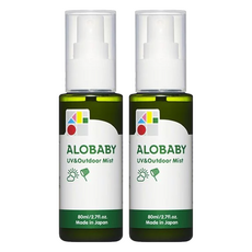 ALOBABY 全能防曬水噴霧, 添加草本植物香氣 防曬防蟲二合一 無酒精無色素, 80ml, 2瓶