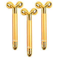 Panatec 沛莉緹 24K金雙滾輪按摩美容棒, 3D V型滾輪, 360°滾動提拉, 3個