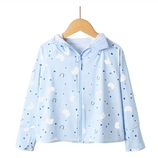 兒童涼感防曬外套, UPF50+, 薄透氣性好, 4XL, 滿版藍雲朵
