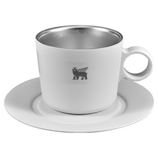 STANLEY 台灣公司貨 The DayBreak 晨光時刻 雙層不鏽鋼卡布奇諾咖啡杯盤組, 晨霧白, 1組