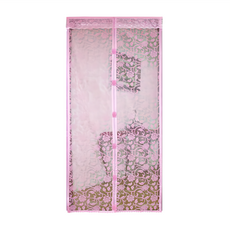 Cotton Field 棉花田傢飾 夏夜6段式磁釦超細網花卉防蚊門簾, 粉色