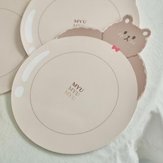 沐慕家居 隔熱餐墊熊 圓形 23cm 棕色, 4個