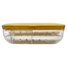 LifeShopping 48格雙層製冰盒 黃色 帶蓋 按壓釘板快速出冰, 28 x 13 x 9.5cm, 1個