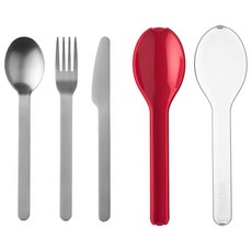 MEPAL 隨行餐具三件組 Set 304不鏽鋼 重量不到120g 方便隨身攜帶, 紅色, 餐匙 + 餐叉 + 餐刀 + 外盒, 1組