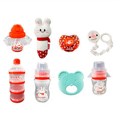 US baby 優生 x 小米兔典藏時光限量禮盒 Set, 寬口徑玻璃奶瓶120ml/240 ml + TRITAN練習杯180ml + TRITAN安撫奶嘴拇指S, 混合顏色